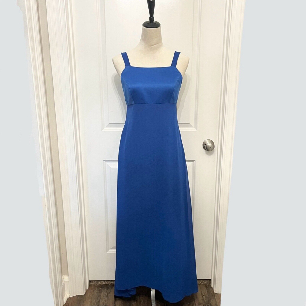 Adrianna Papell Occasions Royal Blue Formal Maxi Dress Chiffon Evening Gown SZ 4